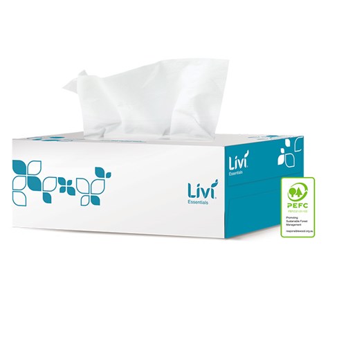 1302_Box_Livi Ess_Hypoallergenic Facial Tissues 2Ply 200s_PEFC